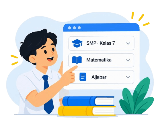Murid memilih jenjang, mata pelajaran, dan topik latihan